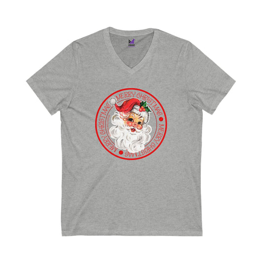 Jolly Santa Unisex Jersey Short Sleeve V-Neck Tee